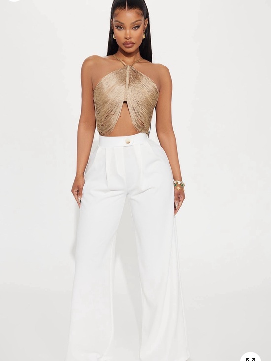 Fashion Nova Pants - Francesca Fringe Top - Gold